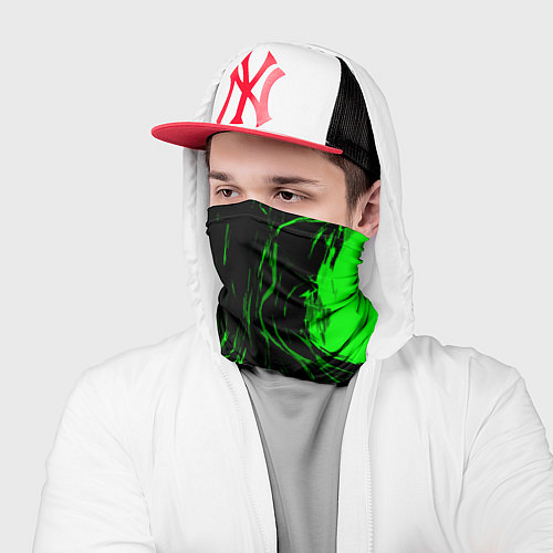 Бандана Зелёная энергия на чёрном фоне / 3D-принт – фото 2