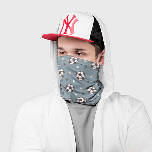 Бандана Футбольные мячи и звезды на голубом / 3D-принт – фото 2