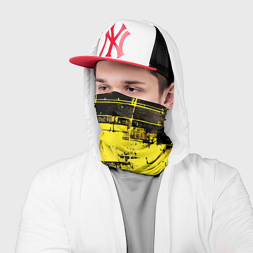 Бандана Чёрно-жёлтый техно-паттерн / 3D-принт – фото 2