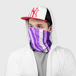 Бандана-труба Волнистые вертикальные чёрно-фиолетовые полосы, цвет: 3D-принт — фото 2