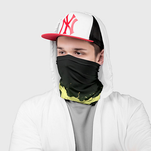 Бандана Желтая трещина на черном / 3D-принт – фото 2