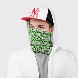 Бандана-труба Киберпанк шестиугольники зелёные, цвет: 3D-принт — фото 2