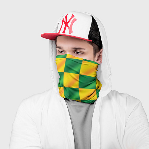 Бандана Желтый и зеленый геометрический паттерн / 3D-принт – фото 2