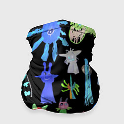 Бандана-труба Яркие монстры на черном фоне, цвет: 3D-принт