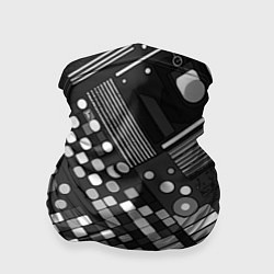 Бандана Тёмный серый абстракция квадраты кружочки