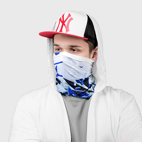 Бандана Абстрактный космический синий фон неоновых плит / 3D-принт – фото 2