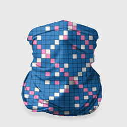 Бандана Синяя розовая с белым плитка