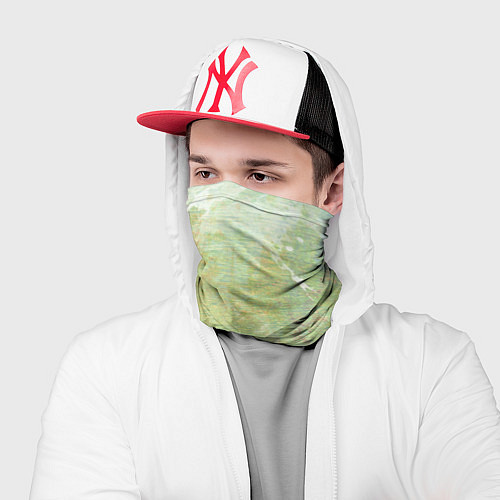 Бандана Абстракция - white waves on green background / 3D-принт – фото 2