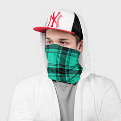 Бандана-труба Checkered turquoise, цвет: 3D-принт — фото 2