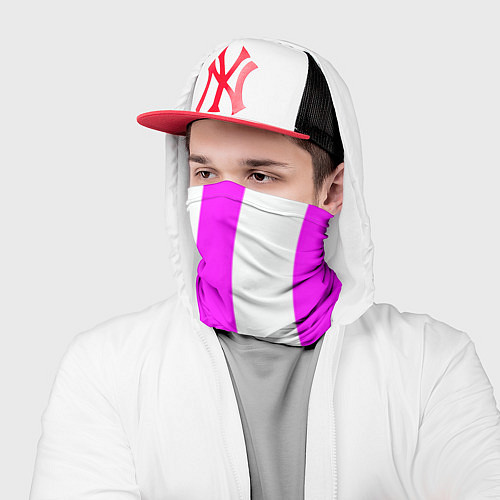 Бандана Color white pink lines / 3D-принт – фото 2