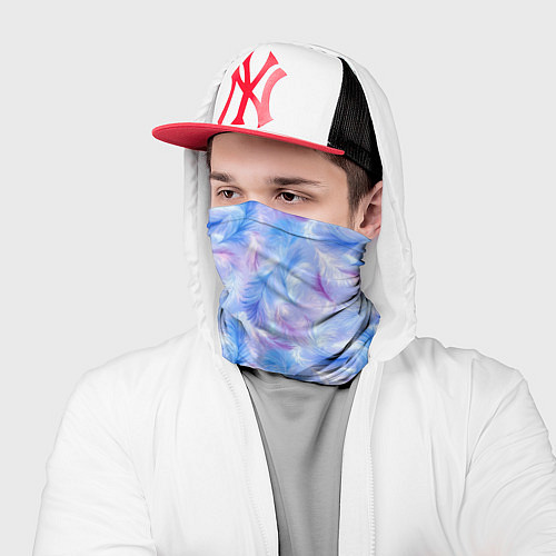 Бандана Узор из голубых и сиреневых перьев / 3D-принт – фото 2