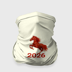 Бандана-труба Символ 2026 года красная огненная лошадь, цвет: 3D-принт