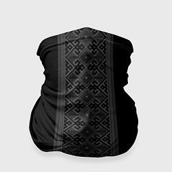 Бандана-труба Серебряный узор на черном - вышиванка рубаха, цвет: 3D-принт