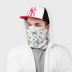 Бандана-труба Паттерн с черепами и геометрическими фигурами на Х, цвет: 3D-принт — фото 2