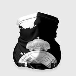 Бандана-труба Реал Мадрид черно белые краски, цвет: 3D-принт