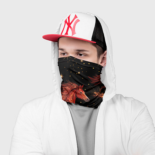 Бандана Огненные лошади - паттерн / 3D-принт – фото 2