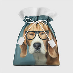 Мешок для подарков Бигль в очках, цвет: 3D-принт