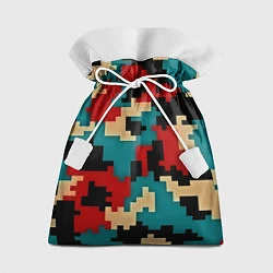 Мешок для подарков Камуфляж пиксельный: красный/голубой, цвет: 3D-принт