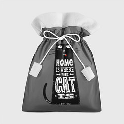 Мешок для подарков Дом там, где твой кот, цвет: 3D-принт