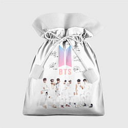 Мешок для подарков BTS белый постер, цвет: 3D-принт