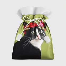 Мешок для подарков Кот и цветы, цвет: 3D-принт