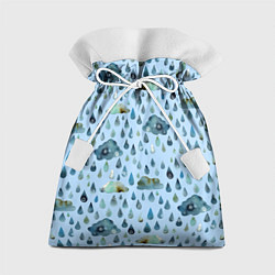 Мешок для подарков Дождливая осень Тучки и дождь, цвет: 3D-принт