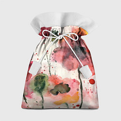 Мешок для подарков Акварельные маки,брызги краски, цвет: 3D-принт