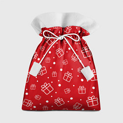Мешок для подарков Новогодние подарки на красном фоне, цвет: 3D-принт