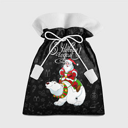 Мешок для подарков Санта Клаус на белом медведе, цвет: 3D-принт