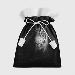 Мешок для подарков Тигр черно-белый соты, цвет: 3D-принт