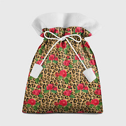 Мешок для подарков Шкура Леопарда в Цветах, цвет: 3D-принт