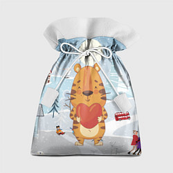 Мешок для подарков Тигренок с большим сердцем, цвет: 3D-принт