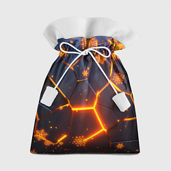 Мешок для подарков НОВОГОДНИЕ ОГНЕННЫЕ 3D ПЛИТЫ FIRE NEON HEXAGON, цвет: 3D-принт