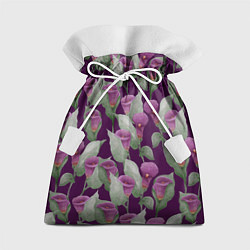Мешок для подарков Фиолетовые каллы на темно фиолетовом фоне, цвет: 3D-принт