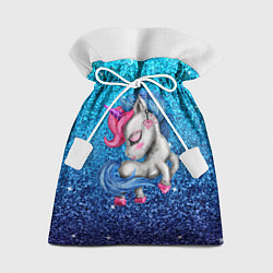 Мешок для подарков Единорог синие блестки, цвет: 3D-принт