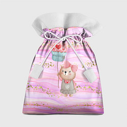 Мешок для подарков Милый мишка с воздушным пирожным, цвет: 3D-принт