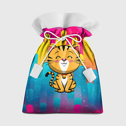 Мешок для подарков Рыжий кот на радужном фоне, цвет: 3D-принт