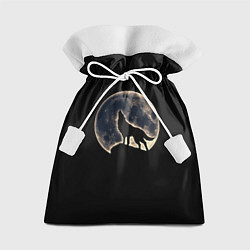 Мешок для подарков Силуэт волка под луной, цвет: 3D-принт