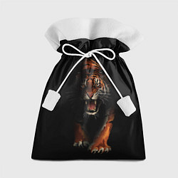 Мешок для подарков Тигр на черном фоне, цвет: 3D-принт