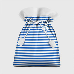 Мешок для подарков Морская тельняшка - бело-синие полосы и якорь, цвет: 3D-принт