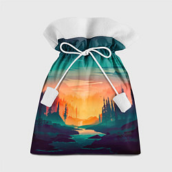 Мешок для подарков Лес на закате природа, цвет: 3D-принт