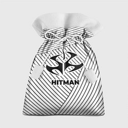 Мешок для подарков Символ Hitman на светлом фоне с полосами, цвет: 3D-принт