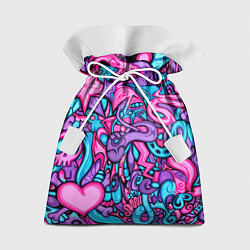 Мешок для подарков Яркая абстракция голубой и розовый фон, цвет: 3D-принт