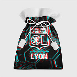 Мешок для подарков Lyon FC в стиле Glitch на темном фоне, цвет: 3D-принт