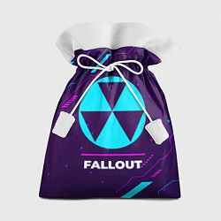 Мешок для подарков Символ Fallout в неоновых цветах на темном фоне, цвет: 3D-принт