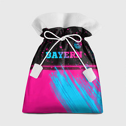 Мешок для подарков Bayern - neon gradient: символ сверху, цвет: 3D-принт
