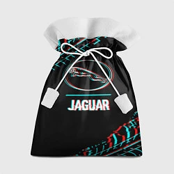 Мешок для подарков Значок Jaguar в стиле glitch на темном фоне, цвет: 3D-принт