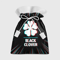 Мешок для подарков Символ Black Clover в стиле glitch на темном фоне, цвет: 3D-принт
