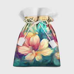 Мешок для подарков Цветочный букет нарисованный маслом, цвет: 3D-принт