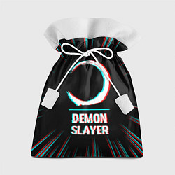 Мешок для подарков Символ Demon Slayer в стиле glitch на темном фоне, цвет: 3D-принт